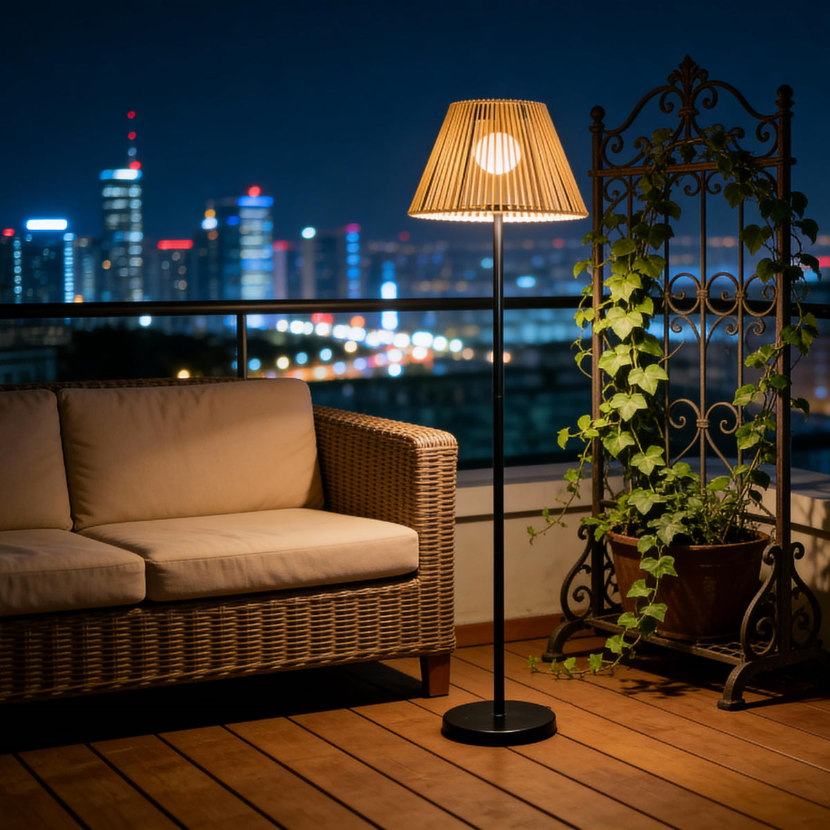 LEOKED 46-inch solar outdoor lamp with tripod base for garden ambiance
