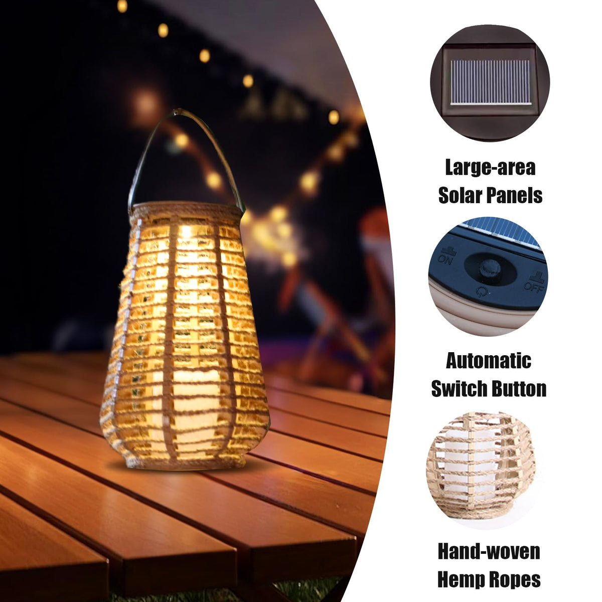 LEOKED lantern in khaki PP+PE with rattan-style texture for weather-ready outdoor decor.