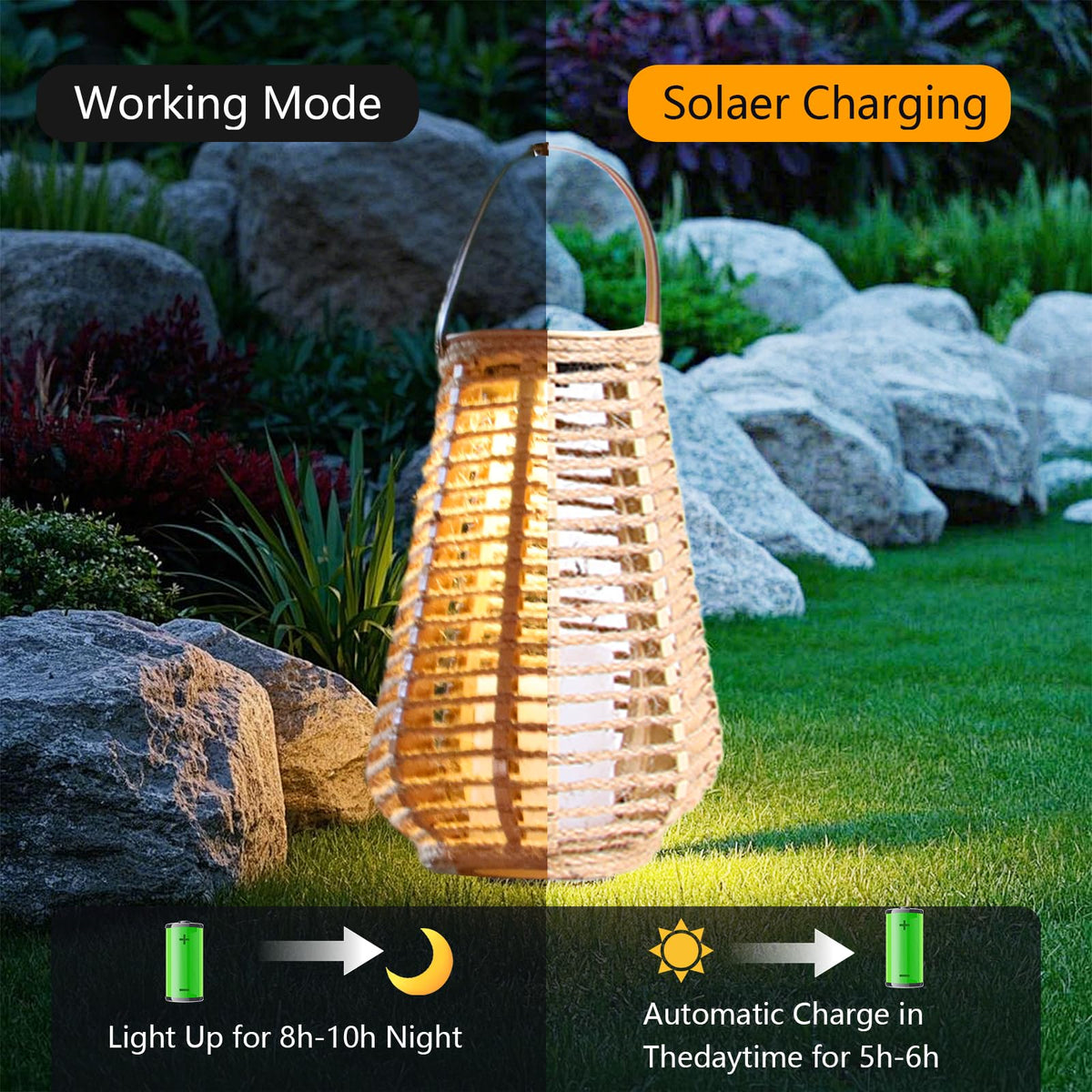 LEOKED compact lantern for tabletop or hanging display on patios.
