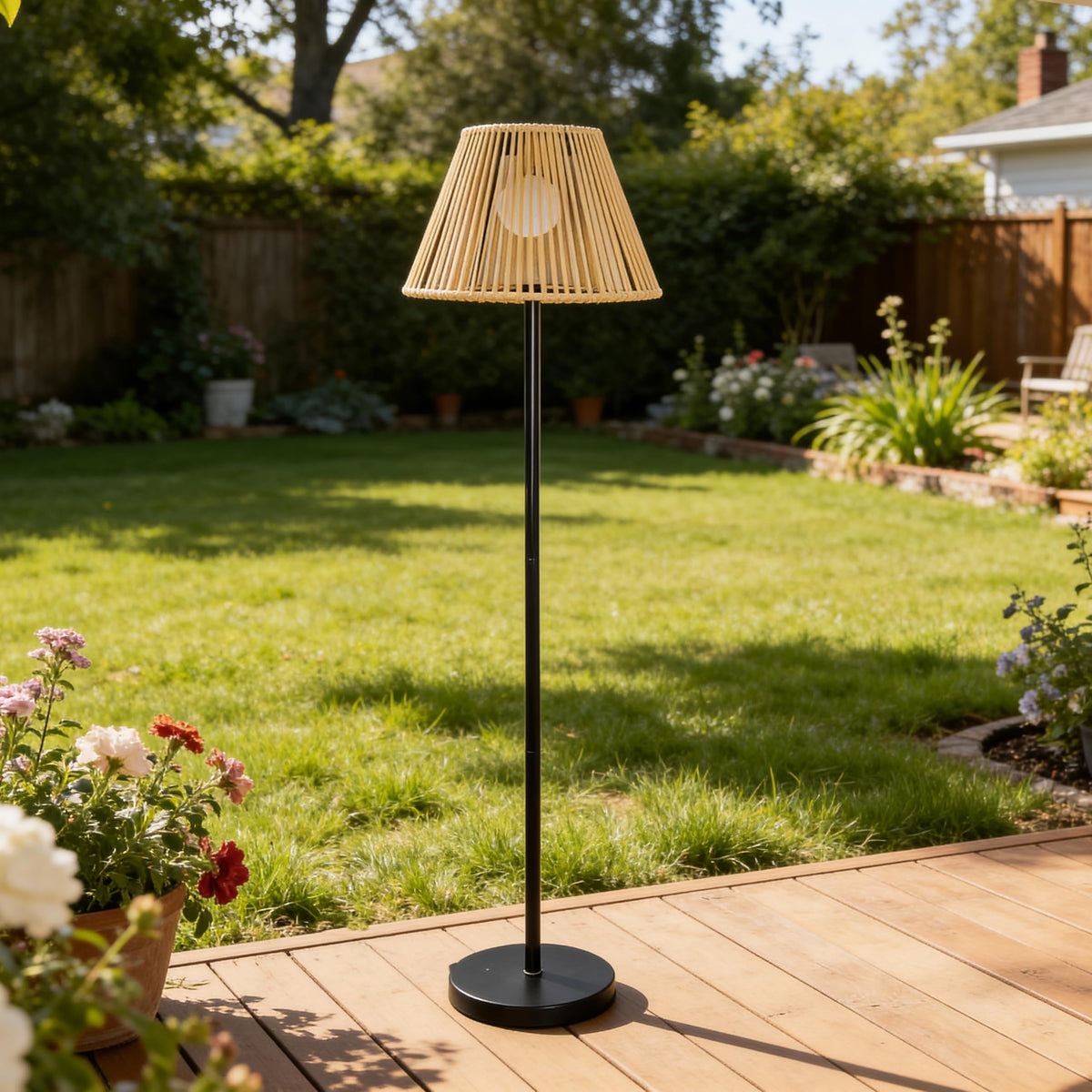 LEOKED rattan wicker shade lamp brightening patio evenings