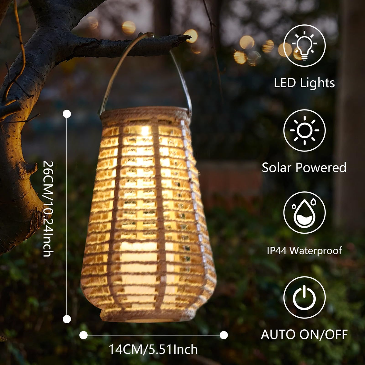 LEOKED dusk-to-dawn solar lantern glow powered by sunlight for outdoor ambiance.