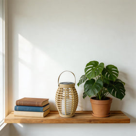 LEOKED compact lantern, 7.9 inches tall, fits tabletops.