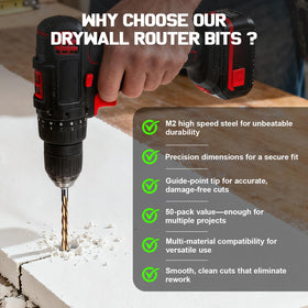 LEOMAUNYX drywall cutting bit in action for clean cuts.