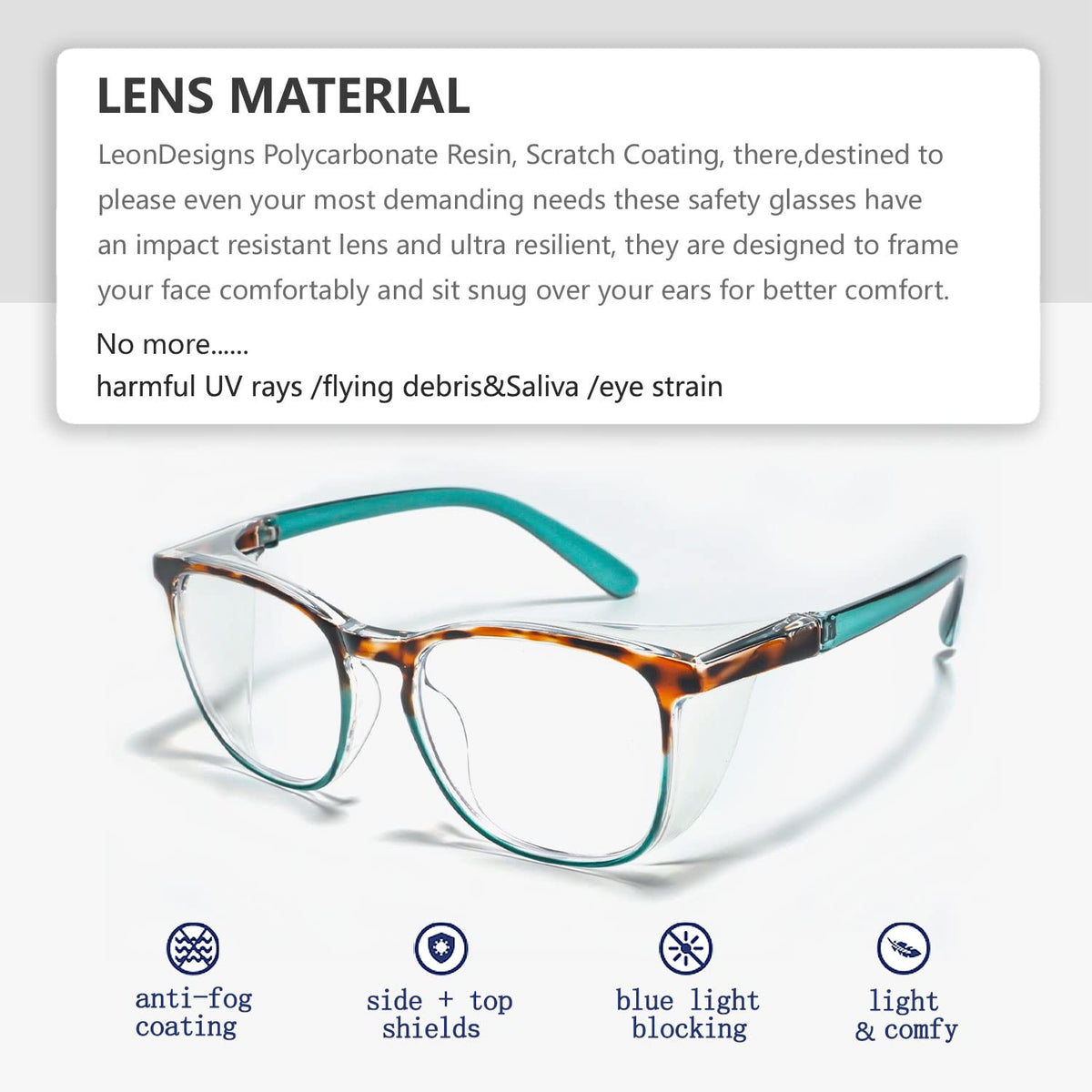 LeonDesigns protective eye safety goggles shielding against debris and splashes