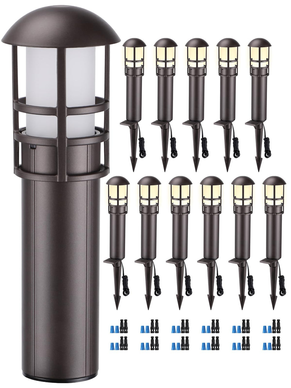 LEONLITE 12-pack bollard light with 360° glow for safe walkways