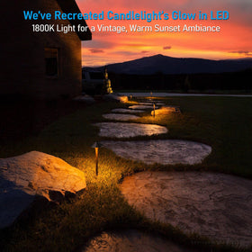 LEONLITE 1800K warm glow adds candle-like ambiance along paths.
