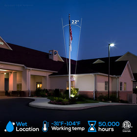 LEONLITE 22-degree beam lens delivers focused illumination for flags and architectural highlights.