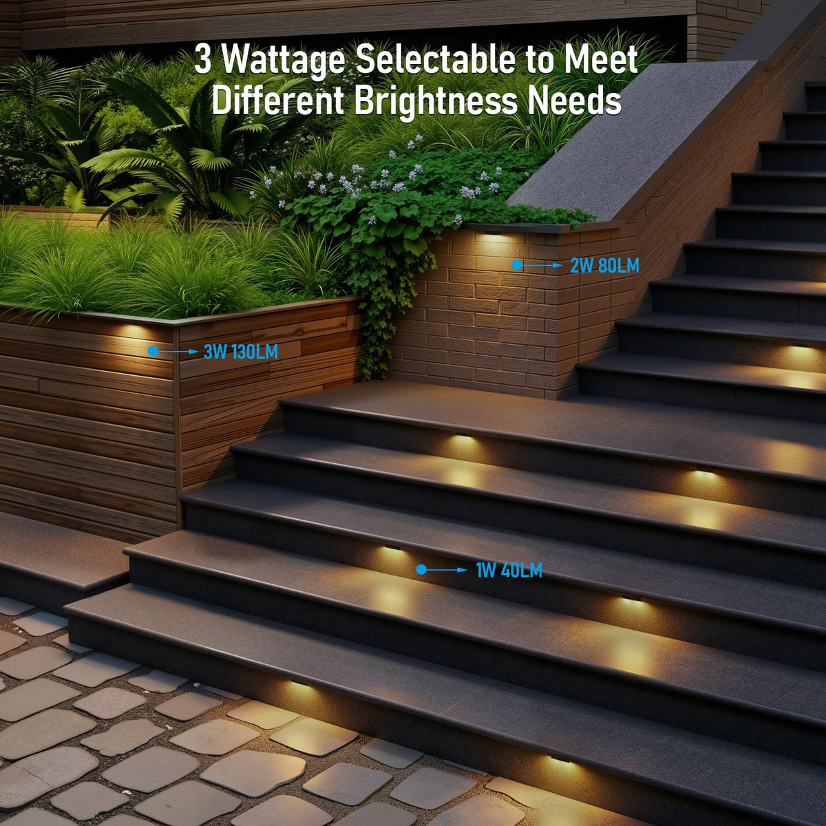 LEONLITE 4inch paver light with brightness selectable for custom scenes.