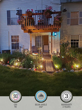 LEONLITE bronze pathway light, side view with even lighting across borders.