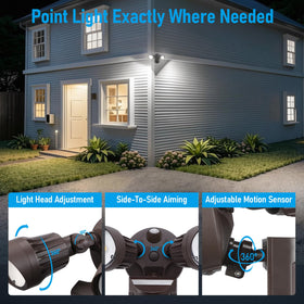 LEONLITE COB LED Security Light delivers 2500 lumens for bright coverage.