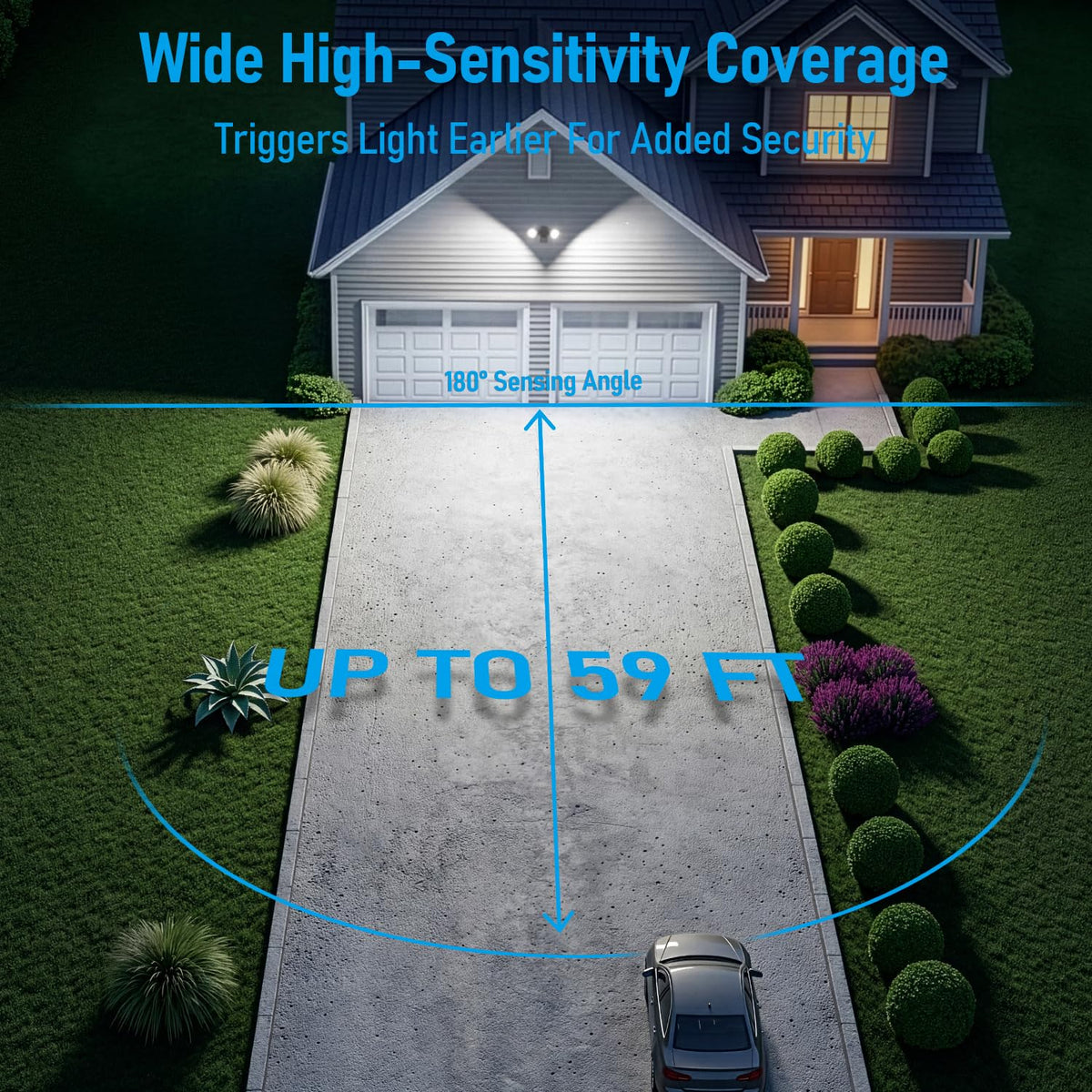 LEONLITE COB LED Security Light in dusk-to-dawn mode for hands-free operation.