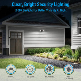 LEONLITE COB LED Security Light supports 100-277V for flexible installation.