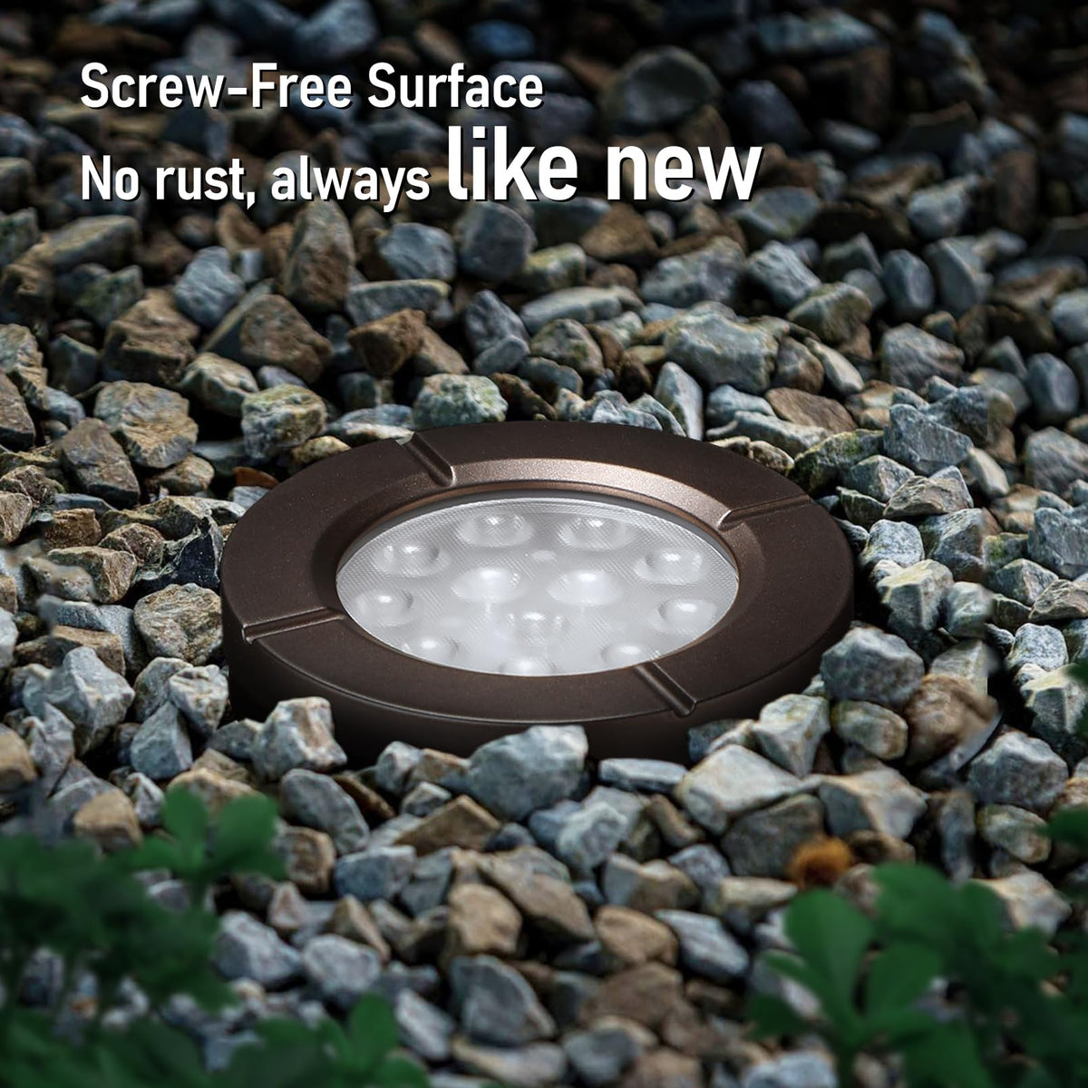 LEONLITE Dia. 4-Inch well light aluminum housing highlights corrosion resistance in harsh weather.