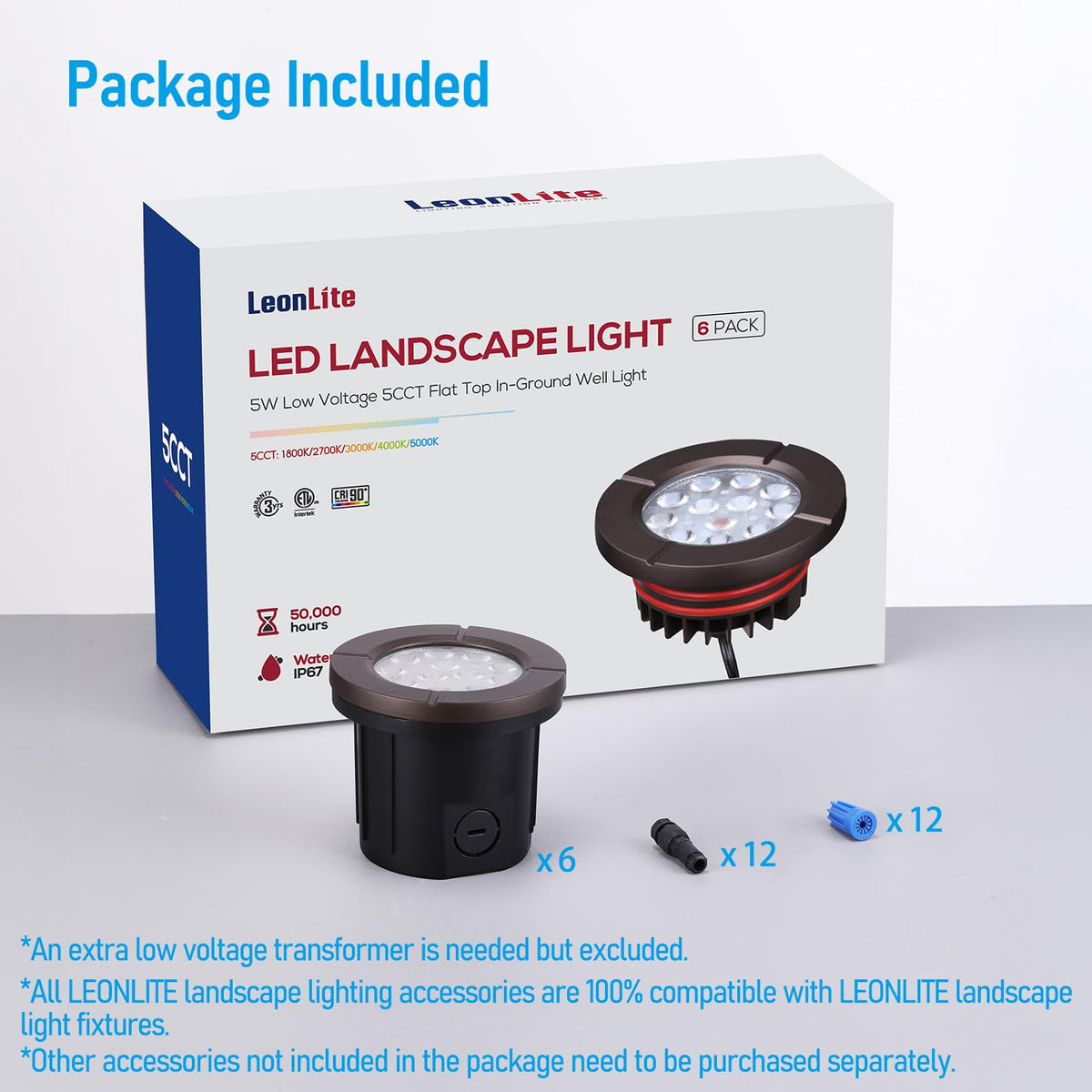 LEONLITE Dia. 4-Inch well light pack of 6 delivering consistent yard lighting.