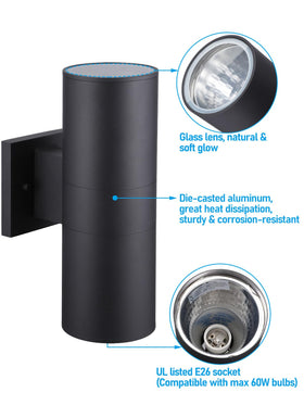 LEONLITE E26 base wall light suitable for porch or garage illumination.