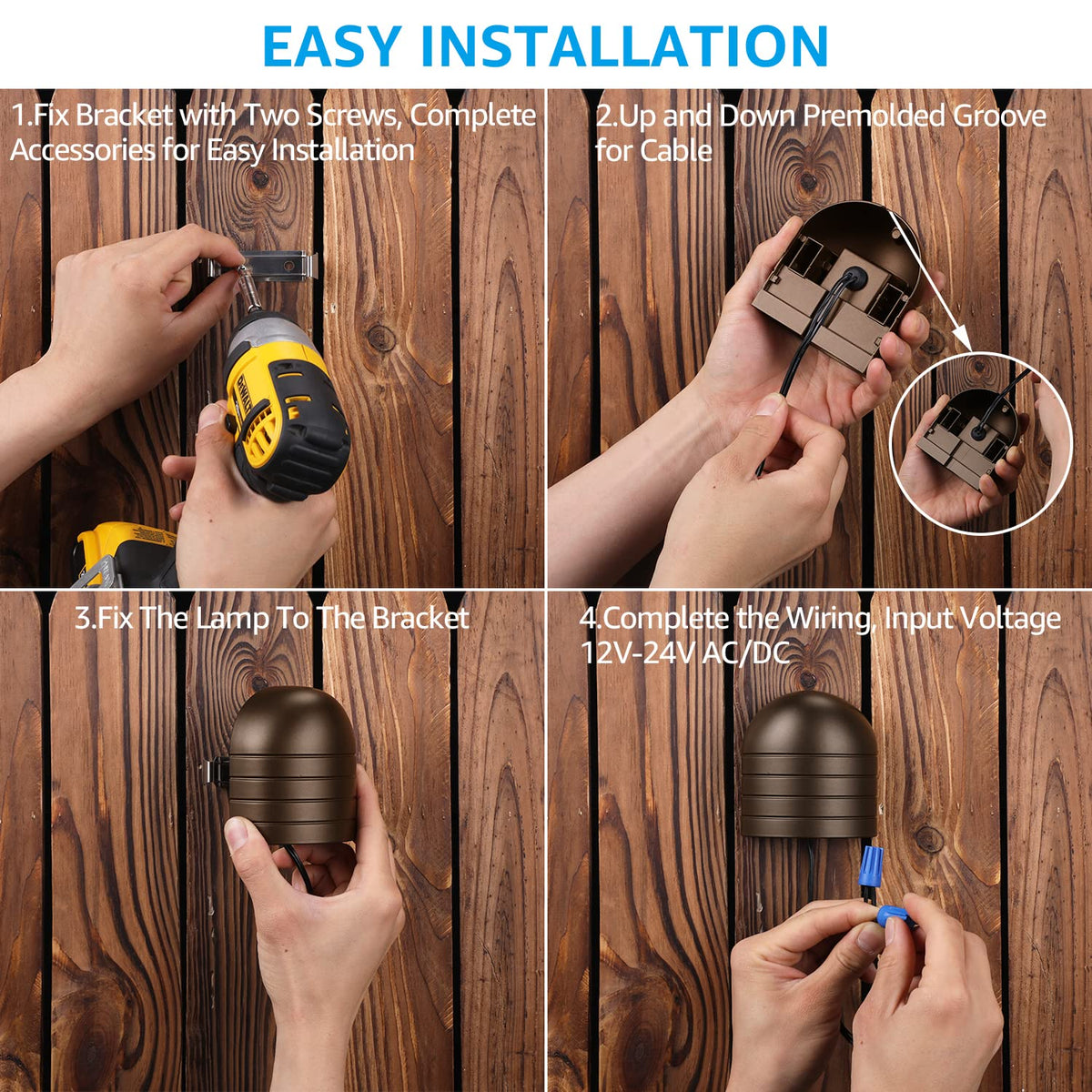 LEONLITE bronze fence light with aluminum housing for durability