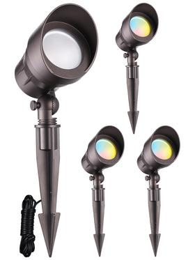 LEONLITE 5CCT landscape spotlight closeup shows durable aluminum build and precise beam.