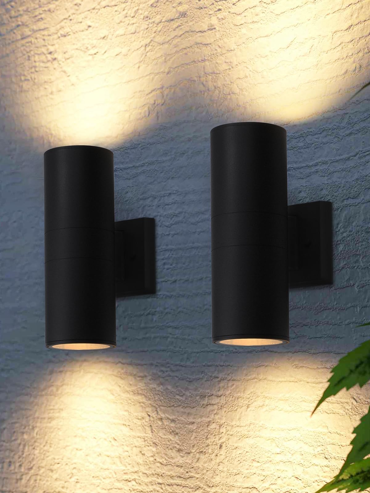 LEONLITE modern outdoor cylinder wall light with up-down glow for curb appeal and safety.