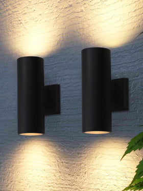 LEONLITE modern outdoor cylinder wall light with up-down glow for curb appeal and safety.