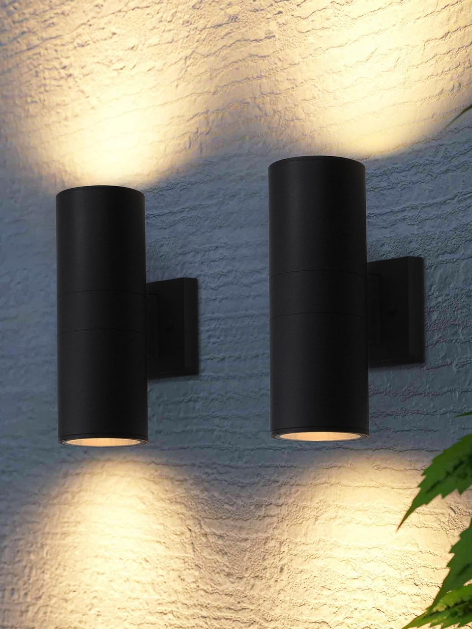 LEONLITE modern outdoor cylinder wall light with up-down glow for curb appeal and safety.