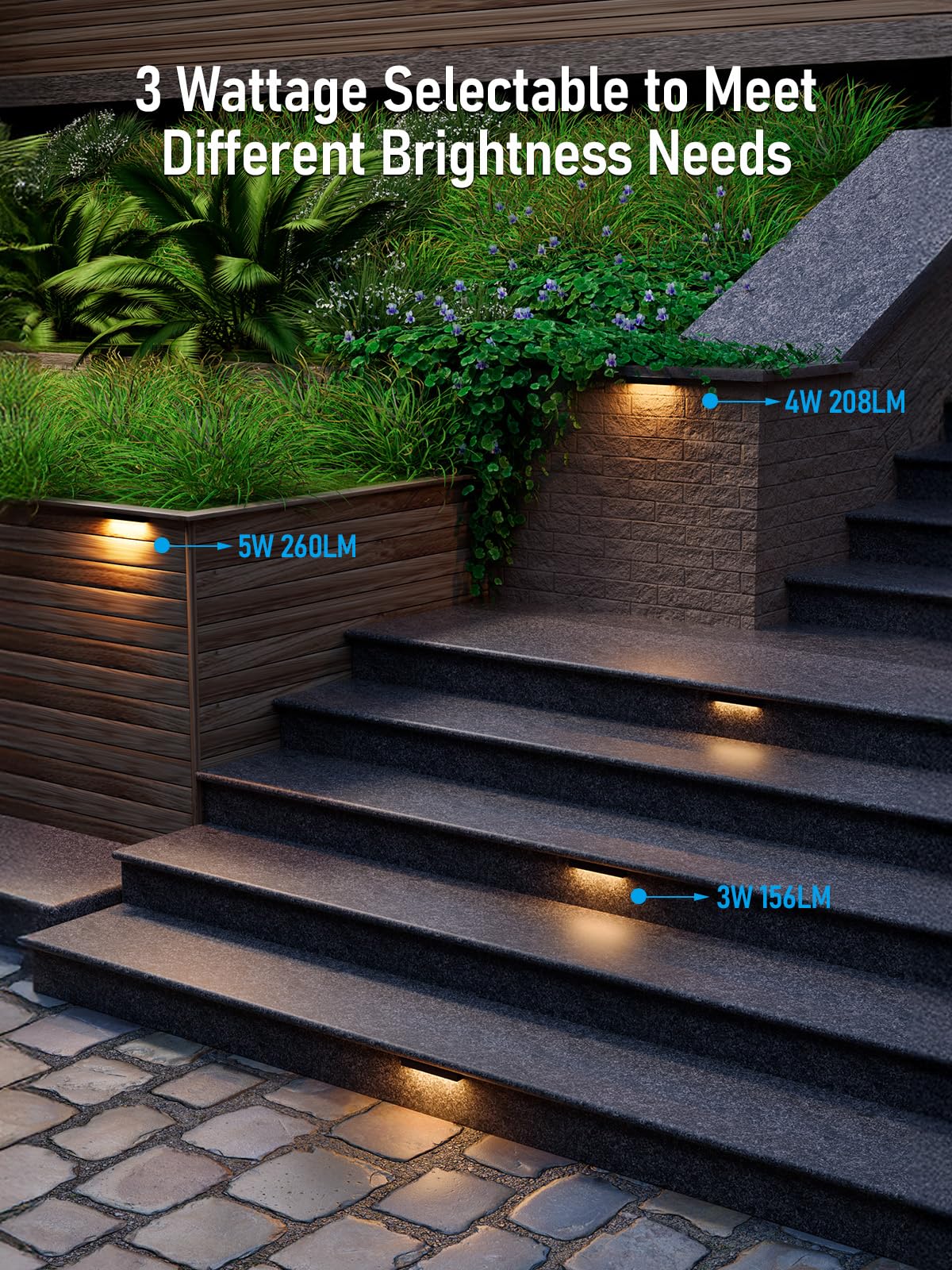 LEONLITE outdoor step light with brightness control enhances stair safety.