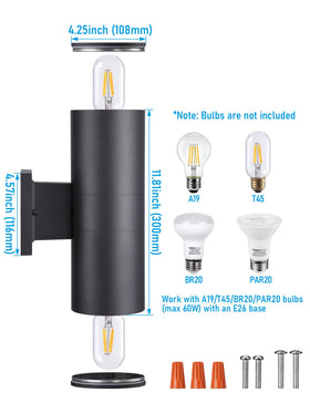 LEONLITE two-pack outdoor wall lights for coordinated exterior lighting.