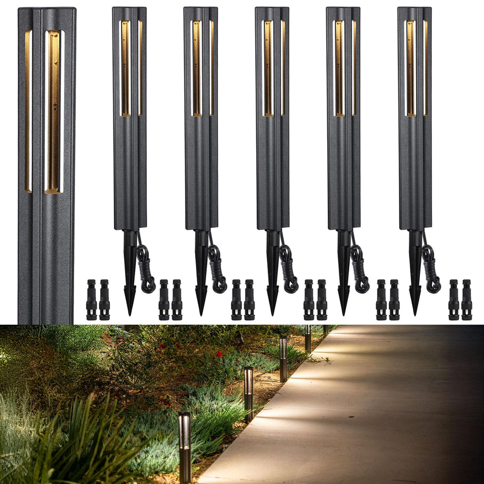 LEONLITE path light 360 glow brightens the driveway at dusk