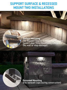 LEONLITE surface-mount hardscape light fitting seamlessly with deck and masonry