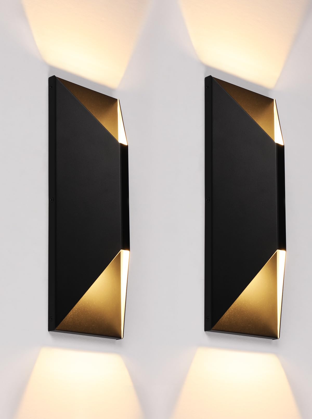 LEONLITE up-down wall light front view shows modern square-diamond design and balanced illumination.