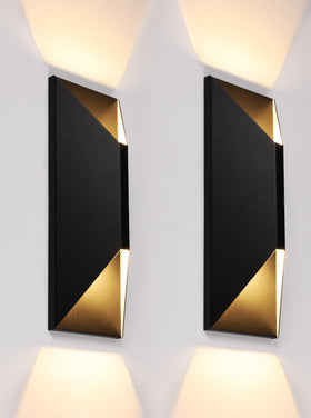 LEONLITE up-down wall light front view shows modern square-diamond design and balanced illumination.