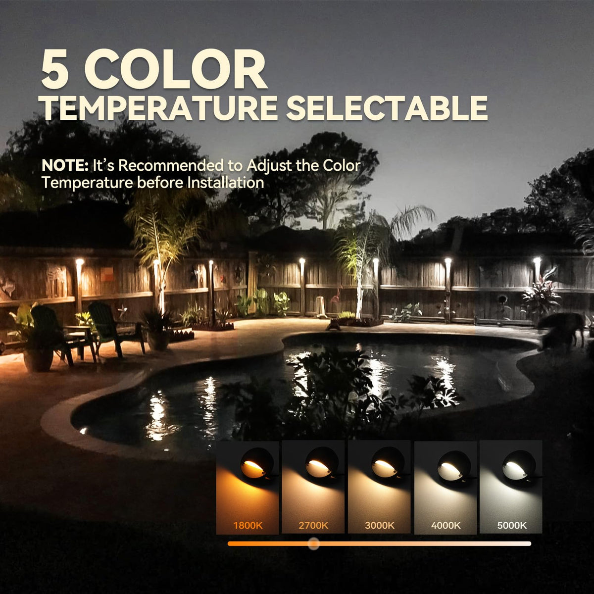 LEONLITE deck light with die-cast aluminum housing provides durable weather-ready exterior illumination.