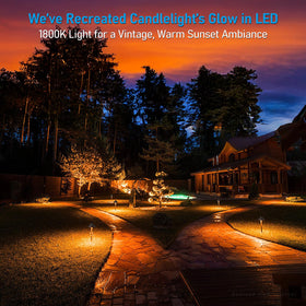 LEONLITE 1800K warm option creates candle-like ambiance in outdoor spaces.