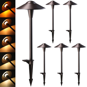 LEONLITE Update 5CCT pathway light with saucer head in oil-rubbed bronze for welcoming walkways.