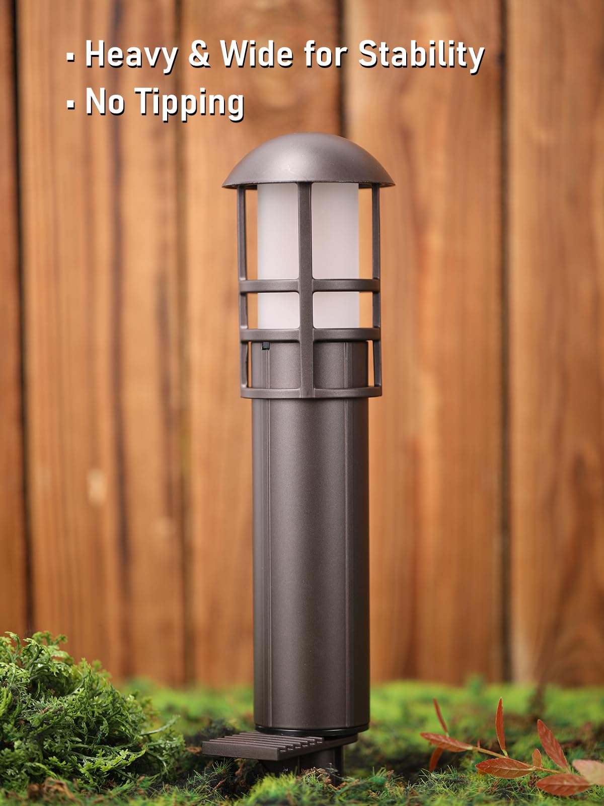 LEONLITE 3000K warm white pathway light enhances walkways and plantings.