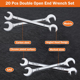 LEONTOOL mini double open end wrench set in use in tight workspace for confined spaces