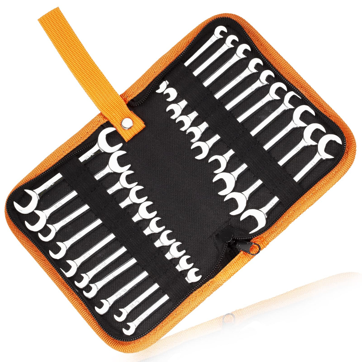LEONTOOL mini double open end wrench set packaging, compact kit for on the go automotive repairs