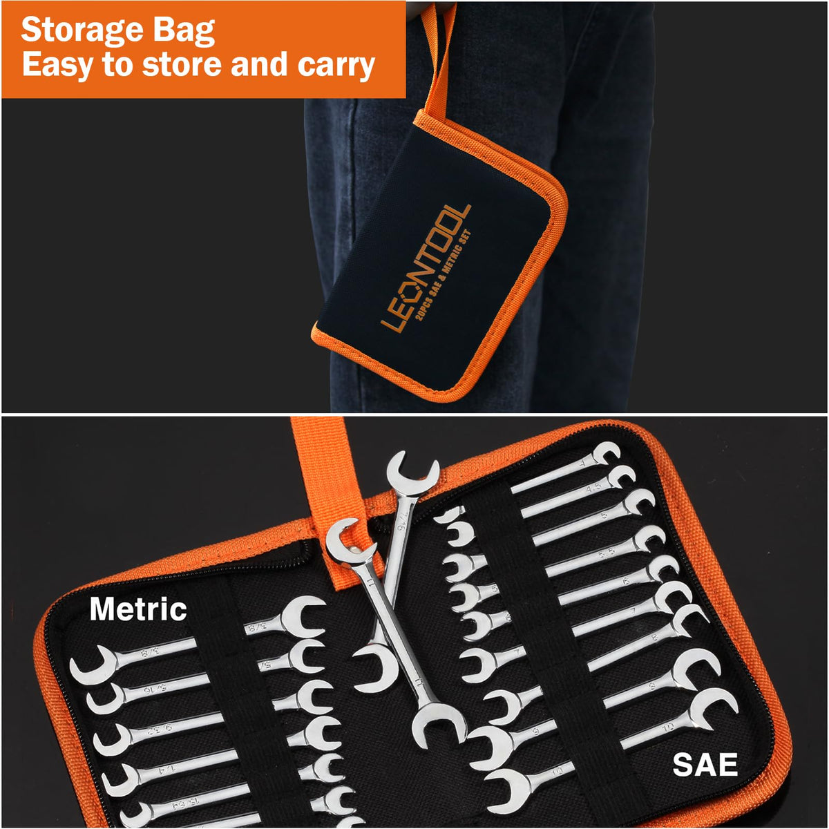 LEONTOOL storage pouch keeps wrenches organized and portable