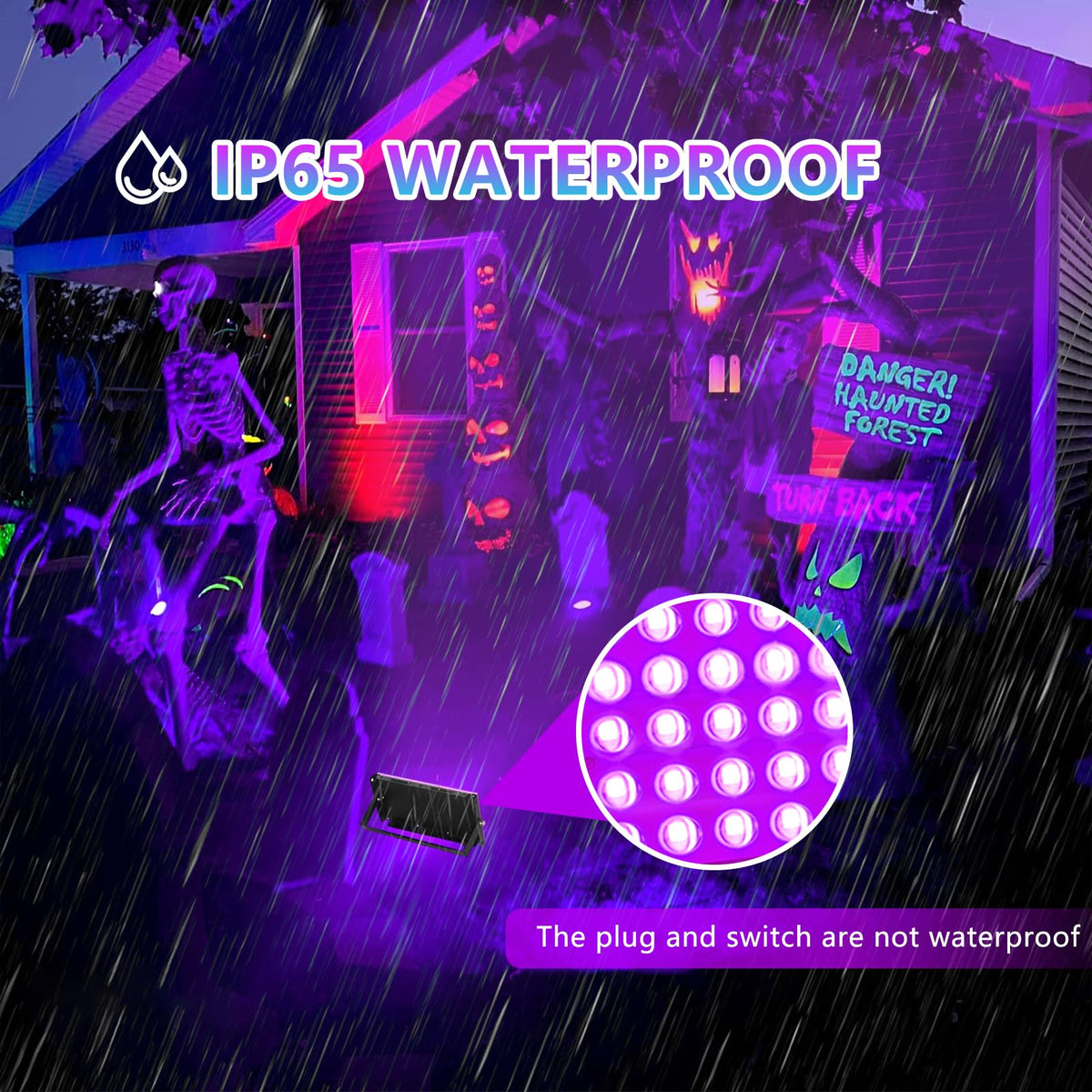 LEONUOANG 50W black light outdoor IP65 use for waterproof venues.