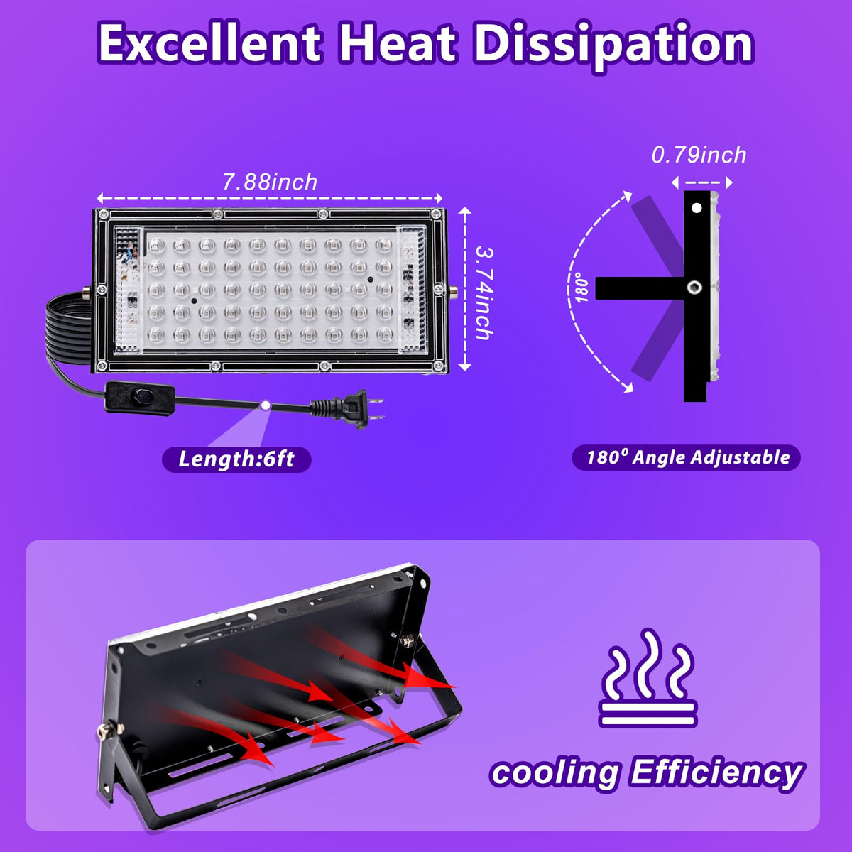 LEONUOANG 50W black light plug-and-switch for easy setup.