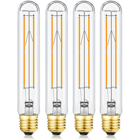 Leools 4-pack T10 LED bulb, front view, 2700K warm light ideal for vintage pendants.