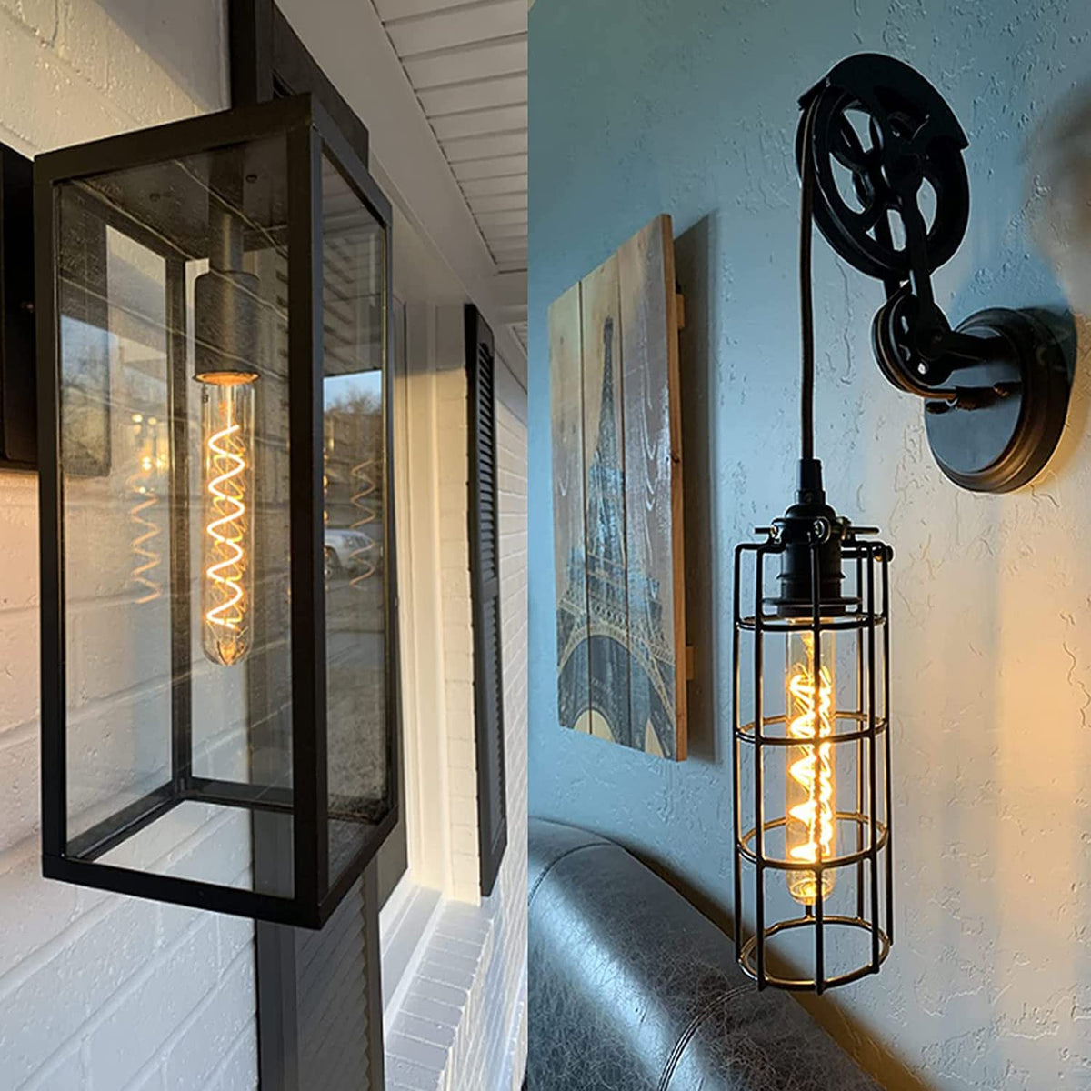 Leools amber glass crystal detail enhances vintage Edison look