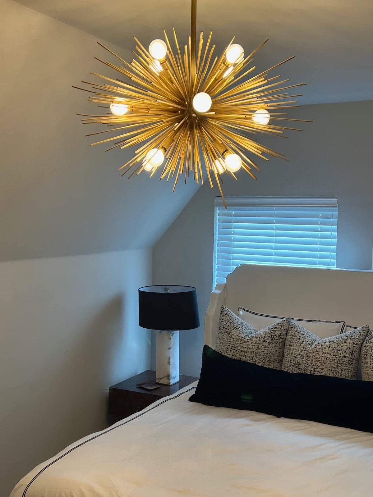Chandelier and vanity use with classic globe lighting