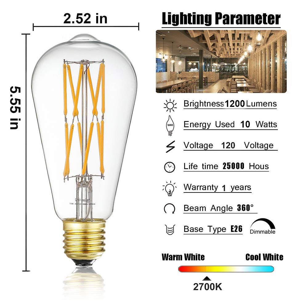 Leools clear glass filament bulb offers vintage style with bright warmth.