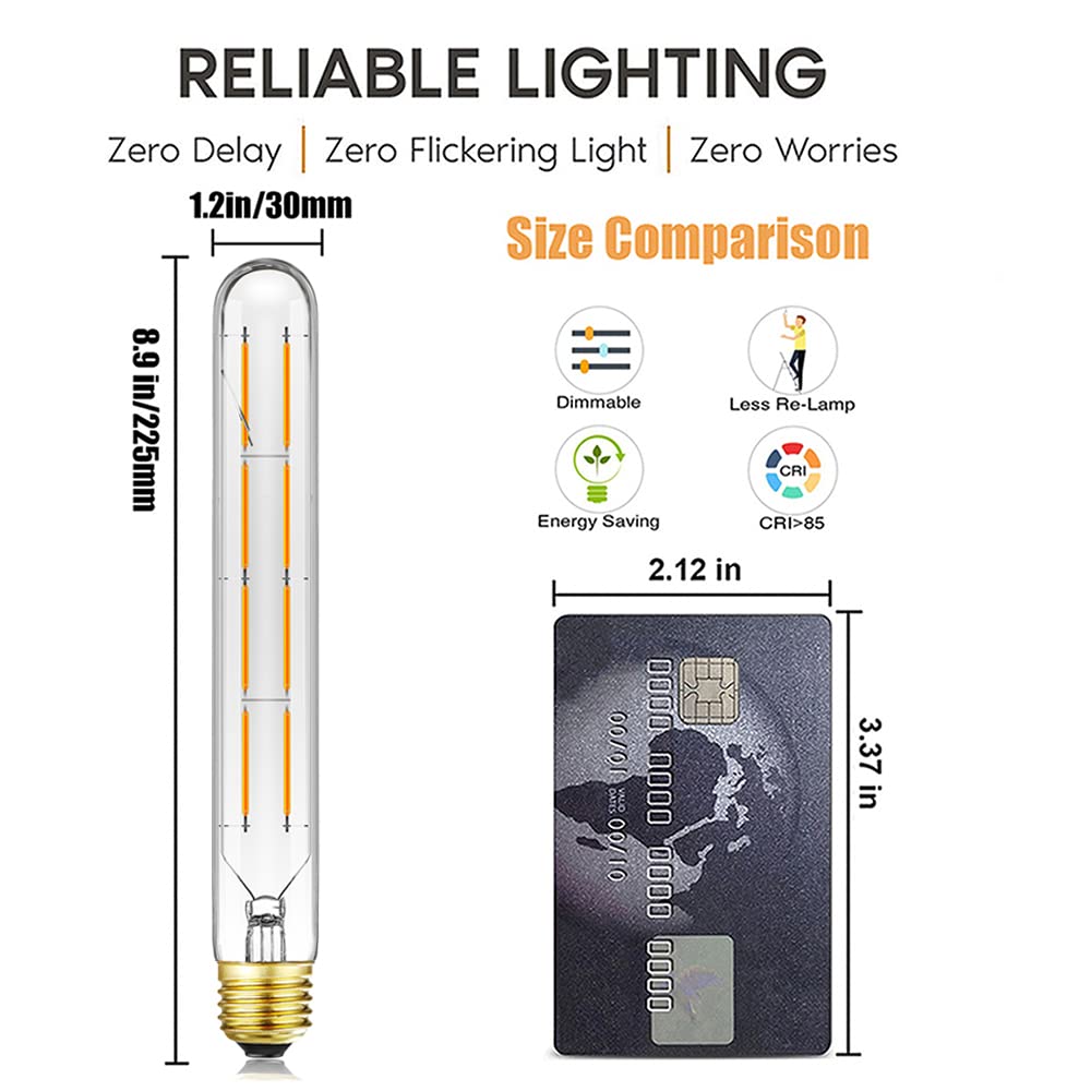Leools nine-inch long bulb fits compact fixtures for pendant lamps.