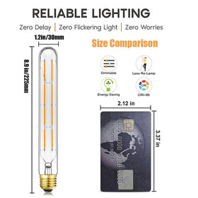 Leools nine-inch long bulb fits compact fixtures for pendant lamps.