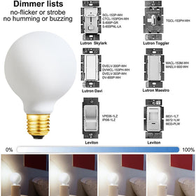 Leools refrigerator-friendly G25 LED globe bulb with flicker-free operation.