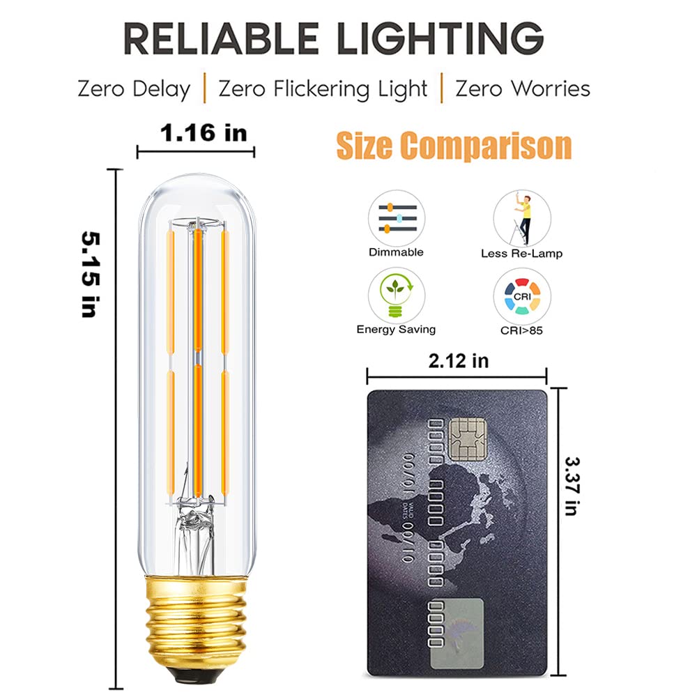 Leools T10 bulb emits warm white 2700K for cozy living spaces.