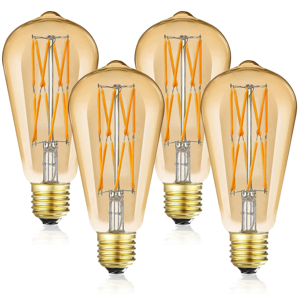 Leools vintage amber LED Edison bulb in a 4-pack for cohesive decorative lighting