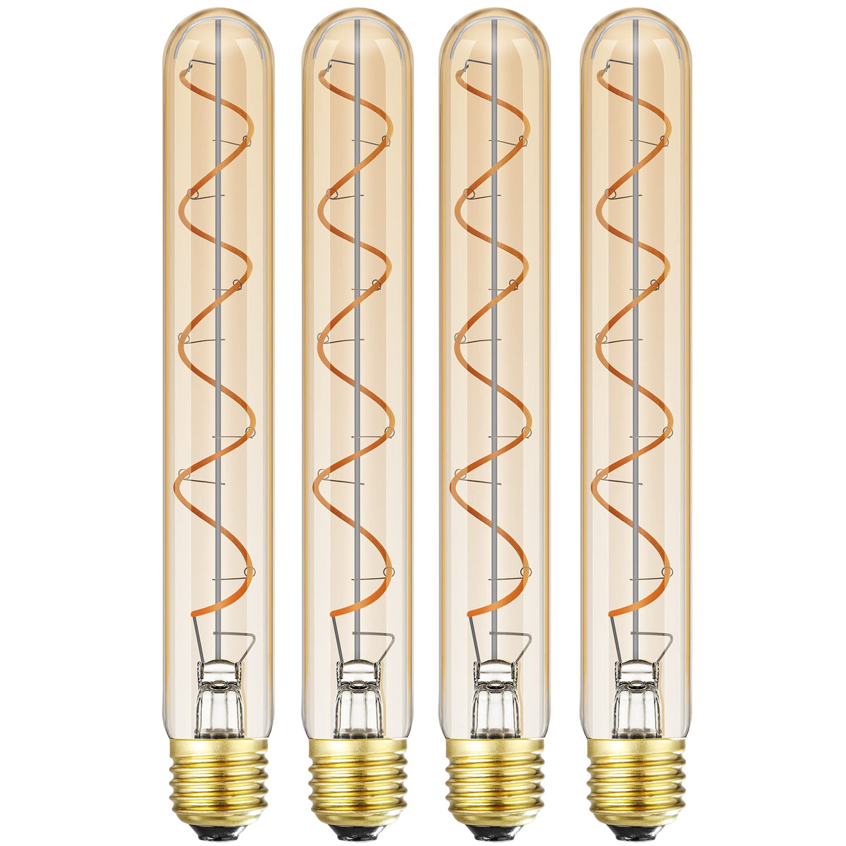 Leools vintage LED filament bulb T10 closeup shows warm amber glow
