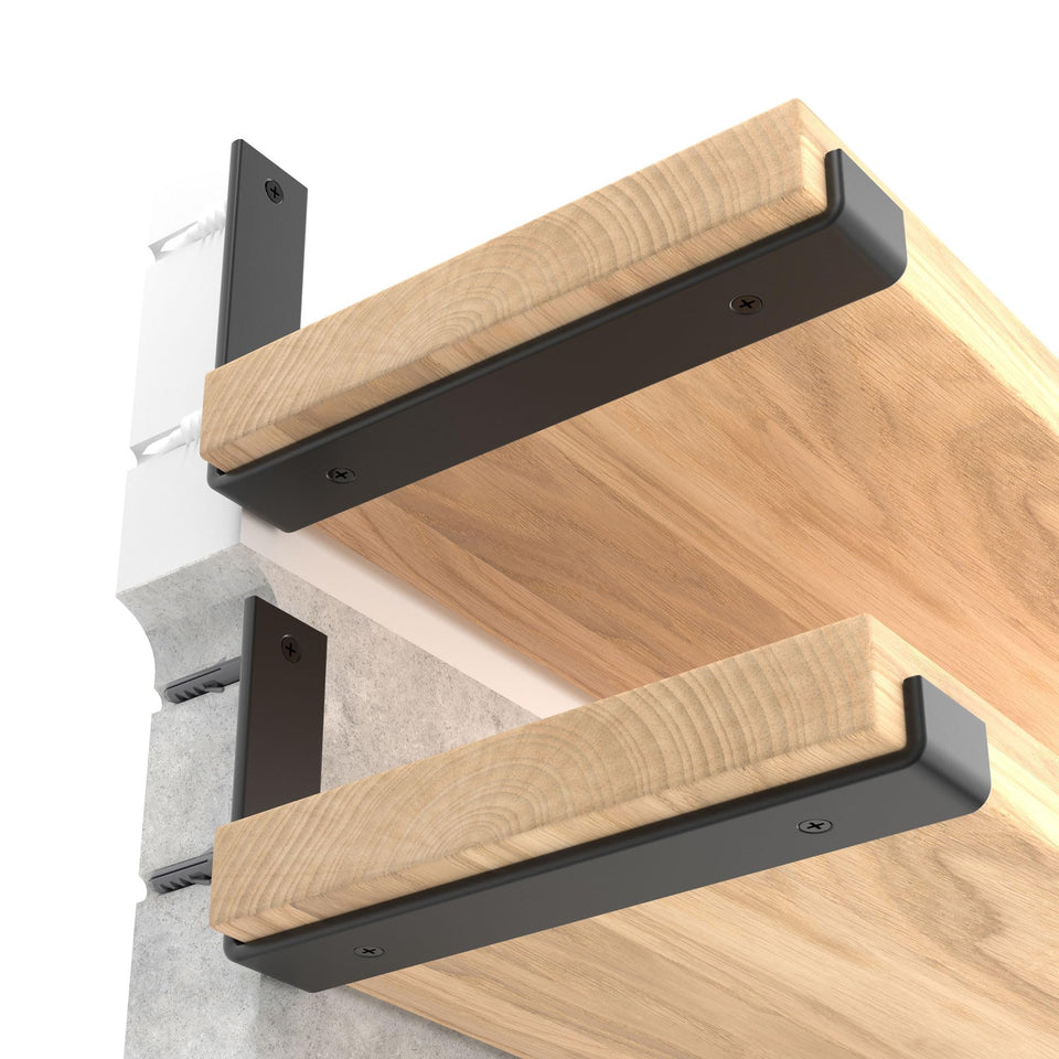 LEOPO 12-inch shelf brackets with black finish for sturdy DIY shelves